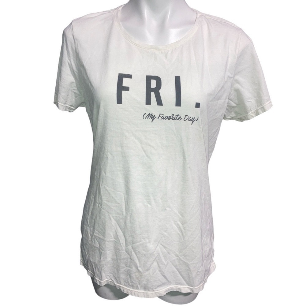 Shoulder “Fri Is My Favorite Day” Women’s Medium White Short Sleeve Tshirt